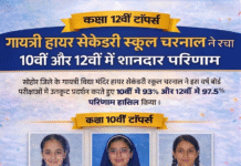 गायत्री विद्या मंदिर हायर सेकेंडरी स्कूल चरनाल ने रचा इतिहास, 10वीं और 12वीं में शानदार परिणाम