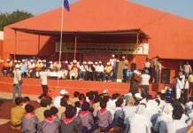 बनारस से बड़नगर जा रही सेवा संकल्प यात्रा का श्यामपुर में स्वागत