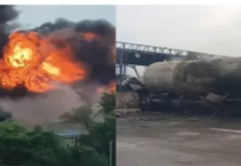 फंदा टोल पर LPG टैंकर के टायरों में लगी आग, कर्मचारियों की सतर्कता से टला बड़ा हादसा