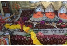 शरदीय नवरात्रि के पहले दिन किया मां का विशेष श्रृंगार, आज किया तीन घंटे तक किया जाएगा दुर्गा सप्तशती का पाठ